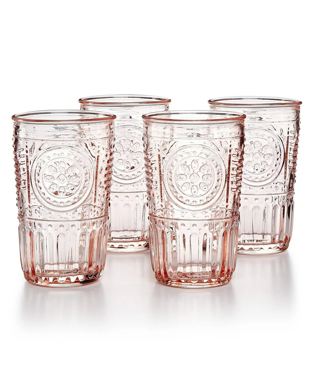 Bormioli Rocco Romantic Set Of 6 Tumbler Glasses, 11.5 Oz -Cotton Candy Pink